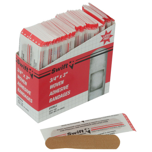 Swift First Aid 3/4" X 3" Regular Woven Strip Adhesive Bandage (100 Per Box)