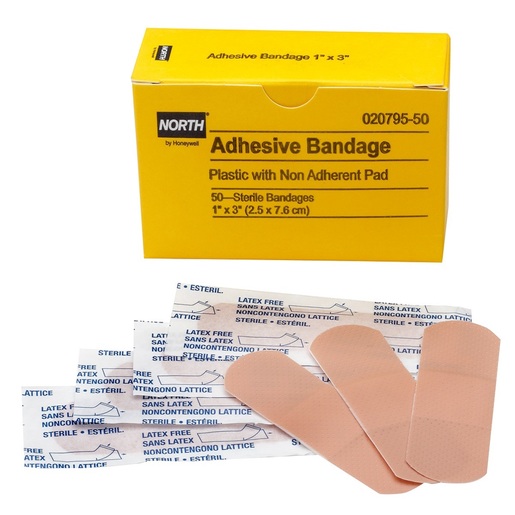 North® By Honeywell 1" X 3" Latex-Free Plastic Strip Adhesive Bandage (16 Per Box)
