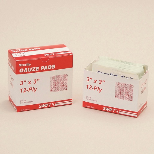 Swift First Aid 3" X 3" Sterile Gauze Pad (25 Per Box)