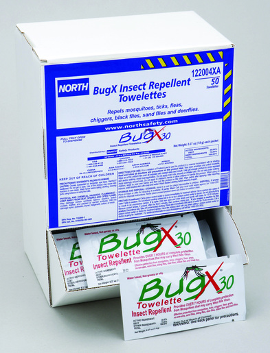 North® Single Towelette Pouch BugX® 30 Insect Repellent Towelettes In Dispenser Box (50 Each Per Box)