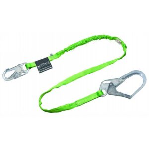 Miller® by Honeywell 219TWRS-Z7/6FG 6' Manyard® HP™ Polyester Web Single-Leg Shock-Absorbing Green Lanyard With 3/4" Locking Snap Hook And 2 1/2" Locking Rebar Hook