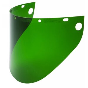 Fibre-Metal® by Honeywell High Performance® Model 4199 9 3/4" X 19" X .06" Dark Green Injection Molded Propionate Extended View Faceshield For Use With Models F400 And F500 Mounting Crown