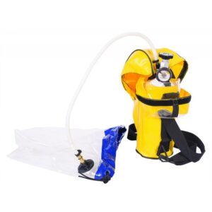 North® by Honeywell 2216 psi ER5000 Escape Breathing Apparatus With 5 Minute 3AL Cylinder, Carry Pouch, Refillable Cylinder, Valve And Pressure Gauge Assembly, Breathing Tube, Protective Air Hood, And Regulator