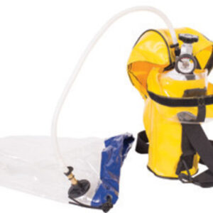 North® by Honeywell 3000 psi ER5000 High Flow Escape Breathing Apparatus With 5 Minute 3AL Cylinder, Carry Pouch, Refillable Cylinder, Valve And Pressure Gauge Assembly, Breathing Tube, Protective Air Hood, And Regulator