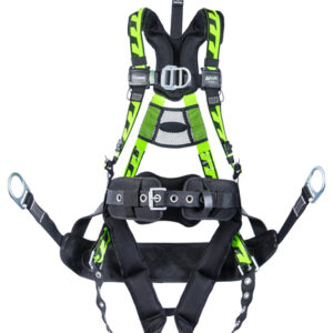 Miller® by Honeywell Large/X-Large DuraFlex® AirCore™ Vest-Style Oil And Gas Green Harness With Front And Back D-Rings, Rear Lumbar D-Ring, Matting Chest Strap Buckle And Tongue Leg Strap Buckle, Lumbar Pad, Removable Belt And Back D-Ring Extension