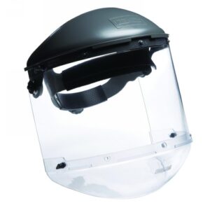Fibre-Metal® by Honeywell High Performance® Model F400 Clear Propionate Dual Crown Faceshield System With Window, Clear Chin Guard And Speedy® Mounting Loop System For Use With 4" Crown 3C Ratchet Headgear And Mounting Visors To Slotted Hard Caps