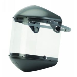 Fibre-Metal® by Honeywell High Performance® Model F400 Clear Propionate Dual Crown Faceshield System With Window, Noryl® Chin Guard And Speedy® Mounting Loop System For Use With 4" Crown 3C Ratchet Headgear And Mounting Visors To Slotted Hard Caps