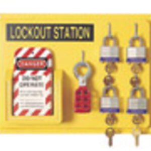 North® by Honeywell 14" Polystyrene Complete Lockout Station Includes (1) Panel, (4) 3D Wide Keyed Padlocks, (1) ElA290 Lockout Tags And (3) Hasps