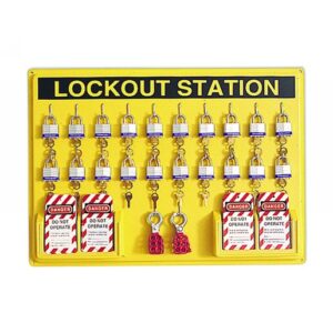 North® by Honeywell 21" X 29" Polystyrene Departmental Complete Lockout Station Includes (1) Panel, (20) 3D Wide Individually Keyed Padlocks, (4) Lockout Tags And (6) Hasps
