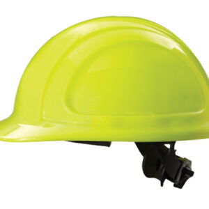 North® By Honeywell Hi-Viz Yellow North Zone™ HDPE Cap Style Hard Hat With 4 Point Ratchet Suspension, Accessory Slots And Removable Brow Pad