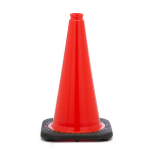 JBC™ 18" Orange PVC Revolution Series 1-Piece Traffic Cone With Black Base