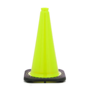 JBC™ 18" Lime PVC Revolution Series 1-Piece Traffic Cone With Black Base