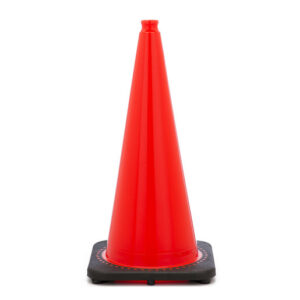 JBC™ 28" Orange PVC Revolution Series 1-Piece Traffic Cone With Black Base