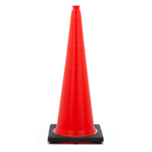 JBC™ 36" Orange PVC Revolution Series 1-Piece Traffic Cone With Black Base