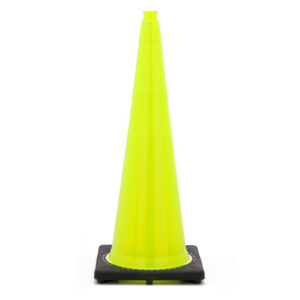 JBC™ 36" Lime PVC Revolution Series 1-Piece Traffic Cone With Black Base