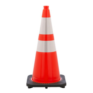 JBC™ 28" Orange PVC Revolution Series 1-Piece Traffic Cone With Black Base And 4" And 6" 3M™ Reflective Collar