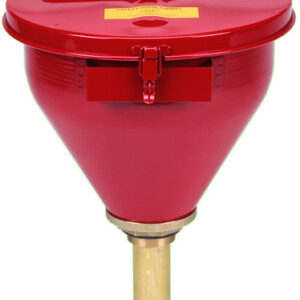 Justrite® 2.6 Gallon Red Galvanized Steel Large Safety Drum Funnel With Self-Closing Cover And 6" Flame Arrester (For Flammables)