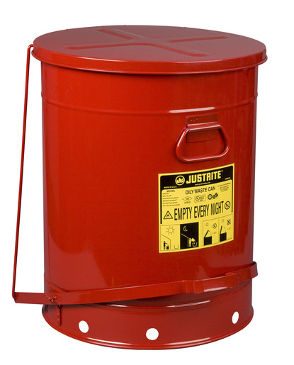 Justrite® 21 Gallon Red Galvanized Steel Oily Waste Can With Foot Lever Opening Device 1 Justrite® 21 Gallon Red Galvanized Steel Oily Waste Can With Foot Lever Opening Device