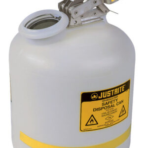 Justrite® 5 Gallon Translucent White HDPE Liquid Disposal Can With Stainless Steel Hardware (For Flammables and Corrosives)