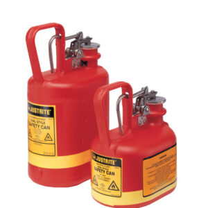 Justrite® 1 Gallon Red Polyethylene Type I Non-Metallic Oval Safety Can With Stainless Steel Hardware (For Flammables)