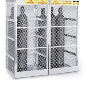 Justrite® 60" X 65" X 32" Aluminum Vertical 20 Cylinder Storage Locker With (2) Manual Close Doors (For Flammables)