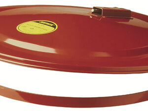 Justrite® 22 1/2 - 22 3/4" Red Steel Self-Closing Drum Cover With Fusible Link (For 55 Gallon Drums)