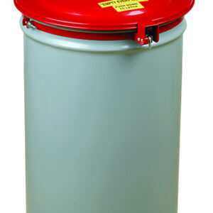 Justrite® Red Steel Self-Latching Drum Cover With Gasket And Vent (For 55 Gallon Drums)