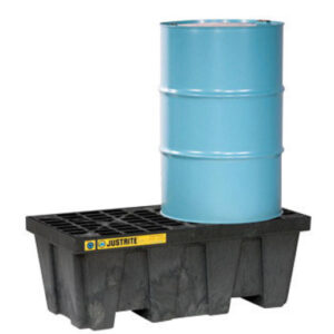 Justrite® 49" X 18" X 25"  66 Gallon EcoPolyBlend™ Black 100% Recycled Polyethylene Spill Control 2 Drum Pallet