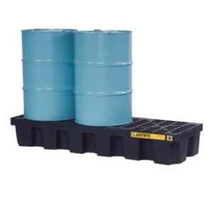 Justrite® 73" X 11 5/8" X 25" 75 Gallon EcoPolyBlend™ Black 100% Recycled Polyethylene Spill Control 3 Drum Pallet