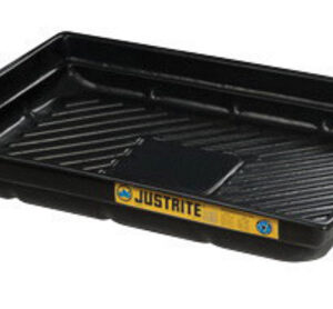 Justrite® 47 1/2" X 23" X 5 1/2" EcoPolyBlend™ Black Recycled Polyethylene Lightweight Low-Profile Spill Tray With 20 Gallon Spill Capacity