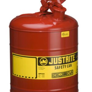 Justrite® 5 Gallon Red Galvanized Steel Type I Safety Can With 3 1/2" Stainless Steel Flame Arrester And Self-Closing Lid (For Flammable Liquids)
