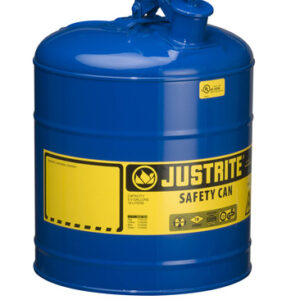 Justrite® 5 Gallon Blue Galvanized Steel Type I Safety Can With 3 1/2" Stainless Steel Flame Arrester And Self-Closing Lid (For Kerosene)
