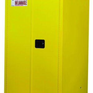 Justrite® 60 Gallon Yellow Sure-Grip® EX 18 Gauge Cold Rolled Steel Safety Cabinet With (2) Manual Close Doors And (2) Shelves (For Flammables)