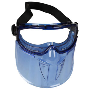 Kimberly-Clark Professional* Jackson Safety* V90 Shield Monogoggle* XTR Indirect Vent Splash Goggles With Blue Frame, Clear Anti-Fog Lens And Polycarbonate Face Shield