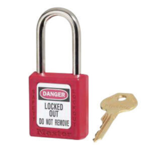 Master Lock® Red 1 1/2" X 1 3/4" Zenex™ Thermoplastic Lightweight Safety Lockout Padlock With 1/4" X 1 1/2" Shackle (6 Locks Per Set, Keyed Differently)