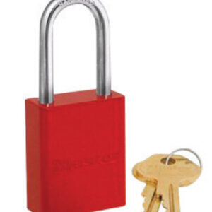 Master Lock® Red 1 9/16" X 1 15/16" High-Visibility Aluminum Safety Lockout Padlock With 1 1/16" Shackle (6 Locks Per Set, Keyed Differently)