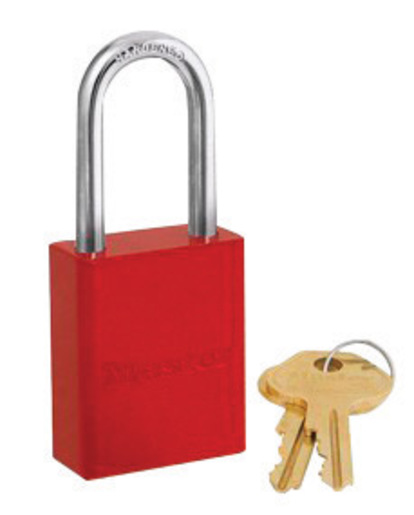 Master LockĀ® Red 1 9/16" X 1 15/16" High-Visibility Aluminum Safety Lockout Padlock With 1 1/16" Shackle (6 Locks Per Set, Keyed Differently) 1 Master LockĀ® Red 1 9/16" X 1 15/16" High-Visibility Aluminum Safety Lockout Padlock With 1 1/16" Shackle (6 Locks Per Set, Keyed Differently)