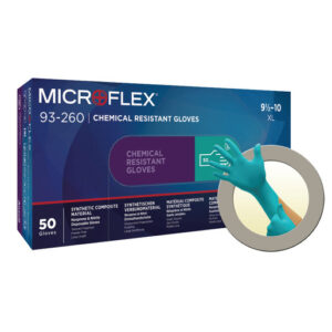 Microflex Large Green 93-260 7.8 mil Silicone Free Nitrile/Neoprene Chemical Resistant Beaded/Rolled