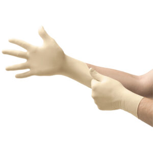 Microflex® Large Natural 9 1/2" ComfortGrip® 5.1 mil Latex Ambidextrous Non-Sterile Exam or Medical Grade Powder-Free Disposable Gloves With Textured Finish, Standard Examination Beaded Cuff And Polymer Coating(100 Each Per Box)