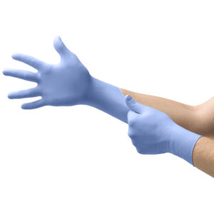 Microflex® Large Blue 9 1/2" FreeForm® SE 3.5 mil Latex-Free Nitrile Ambidextrous Non-Sterile Medical Grade Powder-Free Disposable Gloves With Textured Finger Tip Finish, Standard Examination Beaded Cuff And Polymer Coating
