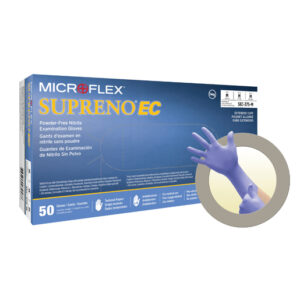 Microflex® Medium Blue 11.6" Supreno® EC 5.5 mil Nitrile Ambidextrous Non-Sterile Medical Grade Powder-Free Disposable Gloves With Textured Finger Tip Finish, Extended Beaded Cuff And Polymer Coating