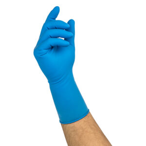 Microflex® Large Blue 11.8" SafeGrip® 11.4 mil Latex Ambidextrous Non-Sterile Medical Grade Powder-Free Disposable Gloves With Textured Finger Tip Finish And Extended Beaded Cuff (50 Each Per Box)