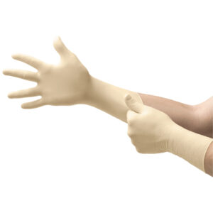 Microflex® Large Natural 11.417" Synetron® 9.1 mil Latex Ambidextrous Non-Sterile Medical Grade Powder-Free Disposable Gloves  With Fully Textured Finish, Extended Beaded Cuff And Polymer Coating(50 Each Per Box)