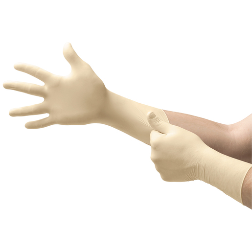 Microflex® X-Large Natural 11.417" Synetron® 9 Microflex® X-Large Natural 11.417" Synetron® 9.1 mil Latex Ambidextrous Non-Sterile Medical Grade Powder-Free Disposable Gloves With Fully Textured Finish, Extended Beaded Cuff And Polymer Coating(50 Each Per Box)