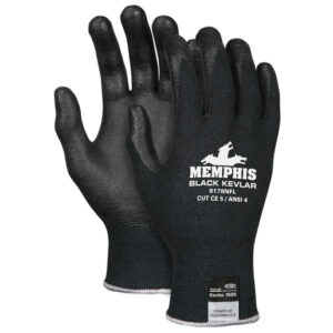 Memphis Large 13 Gauge Cut Resistant Black Foam Nitrile Palm And Fingertip Coated Work Gloves With Kevlar® Liner And Knit Wrist