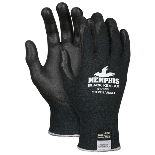 Memphis Large 13 Gauge Cut Resistant Black Foam Nitrile Palm And Fingertip Coated Work Gloves With Kevlar® Liner And Knit Wrist 1 Memphis Large 13 Gauge Cut Resistant Black Foam Nitrile Palm And Fingertip Coated Work Gloves With Kevlar® Liner And Knit Wrist