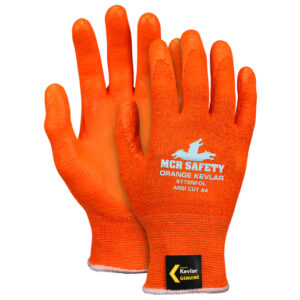 Memphis Glove X-Large Hi-Viz Orange Light Weight Kevlar® Seamless Knit Cut Resistant Gloves With Knit Wrist And Orange Nitrile Foam Palm