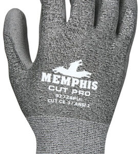 Memphis Glove Medium Gray Memphis Cut Pro™ 18 Gauge HPPE Cut Resistant Gloves With Knit Wrist And Polyurethane Coating