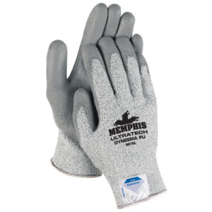Memphis X-Large UltraTech® 13 Gauge Cut Resistant Gray Dyneema® Polyurethane Dipped Palm And Finger Coated Work Gloves With Knit Wrist