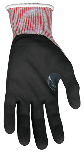 Memphis Glove Small Gray, Red And Black Ninja™ 15 Guage DSM Dyneema Diamond Tech®, Nylon And Fiberglass Cut Resistant Gloves With Knit Wrist And Black Nitrile Foam Coating On Palm And Fingers 1 Memphis Glove Small Gray, Red And Black Ninja™ 15 Guage DSM Dyneema Diamond Tech®, Nylon And Fiberglass Cut Resistant Gloves With Knit Wrist And Black Nitrile Foam Coating On Palm And Fingers